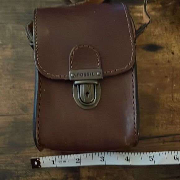 Vintage Fossil Leather Crossbody camera bag - Picture 6 of 6